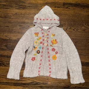 Mimi & Maggie Alpaca Blend Cqrdigan Hooded Embroidered Sweater size S 7/8